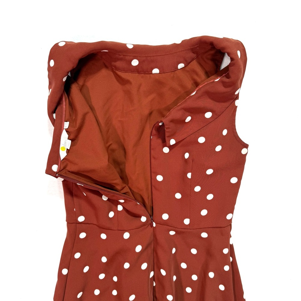 Boden Women's Sleeveless Dress Size 4 4R UK 8 8R Red Polka Dot Full Length - Picture 5 of 7